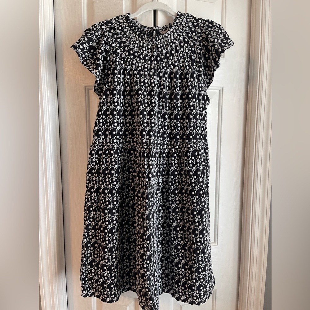 Loft Dress Women Size S - Black & White Knee Eyelet Design Button Closure